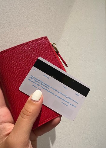 Kırmızı Deri Fermuarlı Prada Cüzdan - Görsel 5