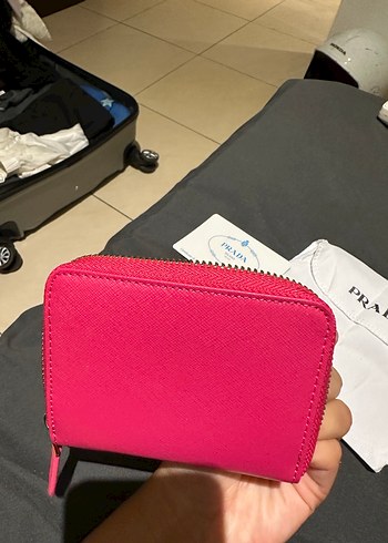 PRADA Pembe Deri Fermuarlı Cüzdan - Görsel 6