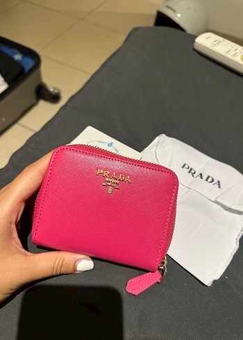 PRADA Pembe Deri Fermuarlı Cüzdan - Görsel 7