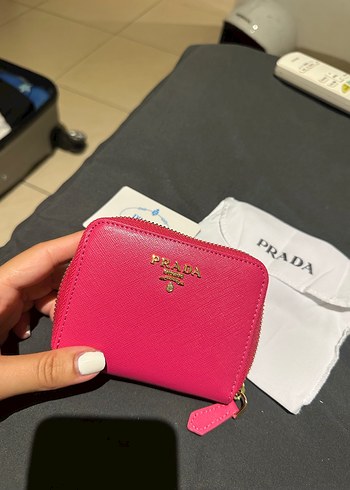 PRADA Pembe Deri Fermuarlı Cüzdan - Görsel 8
