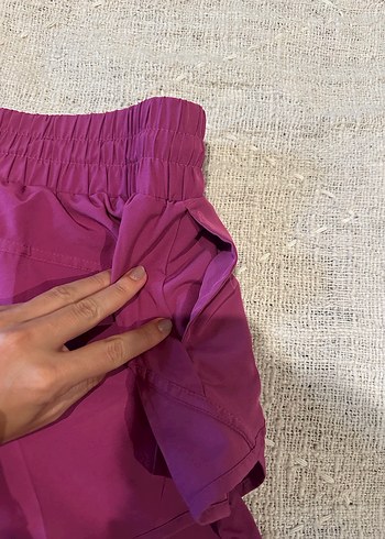 Alo markan kadın Mor Mini Spor Şort ikili Elastik Bel - Görsel 7