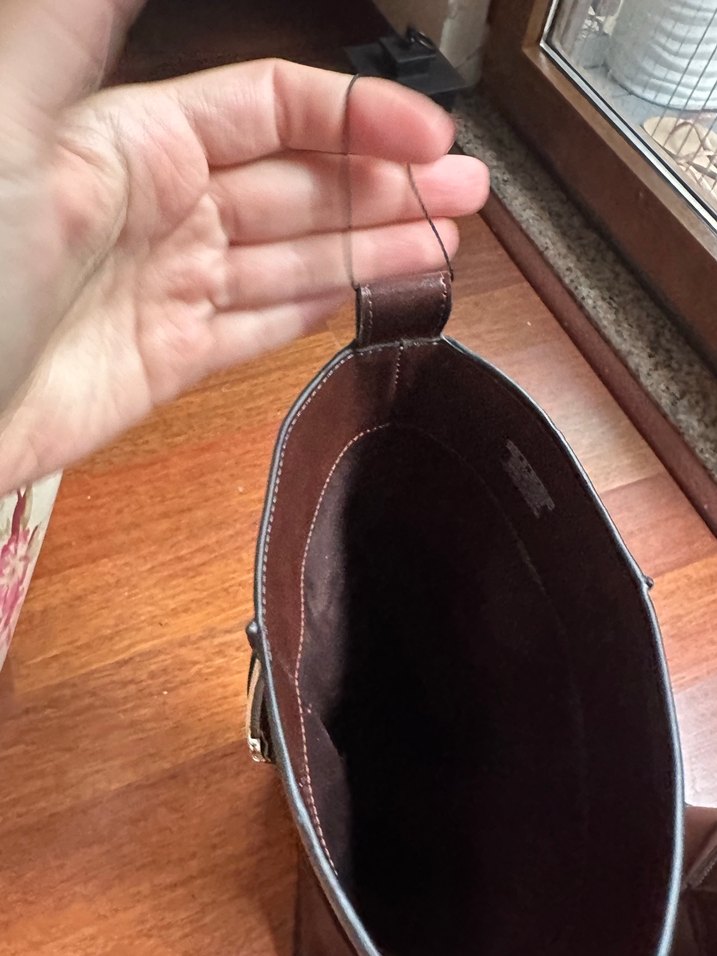 Zara Kahverengi Deri Tokalı İnce Topuklu Diz Boyu Çizme - Görsel 4