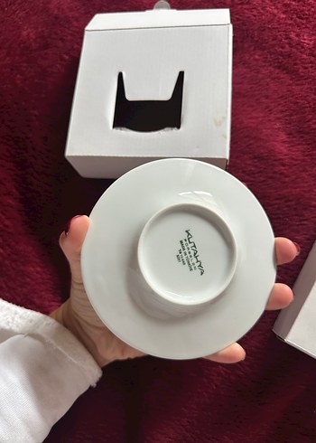 Kütahya porselen Beyaz Fincan ve Tabak Seti - Görsel 5