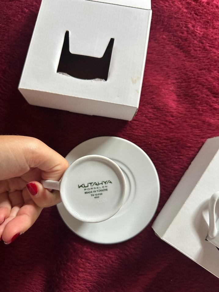 Kütahya porselen Beyaz Fincan ve Tabak Seti - Görsel 3