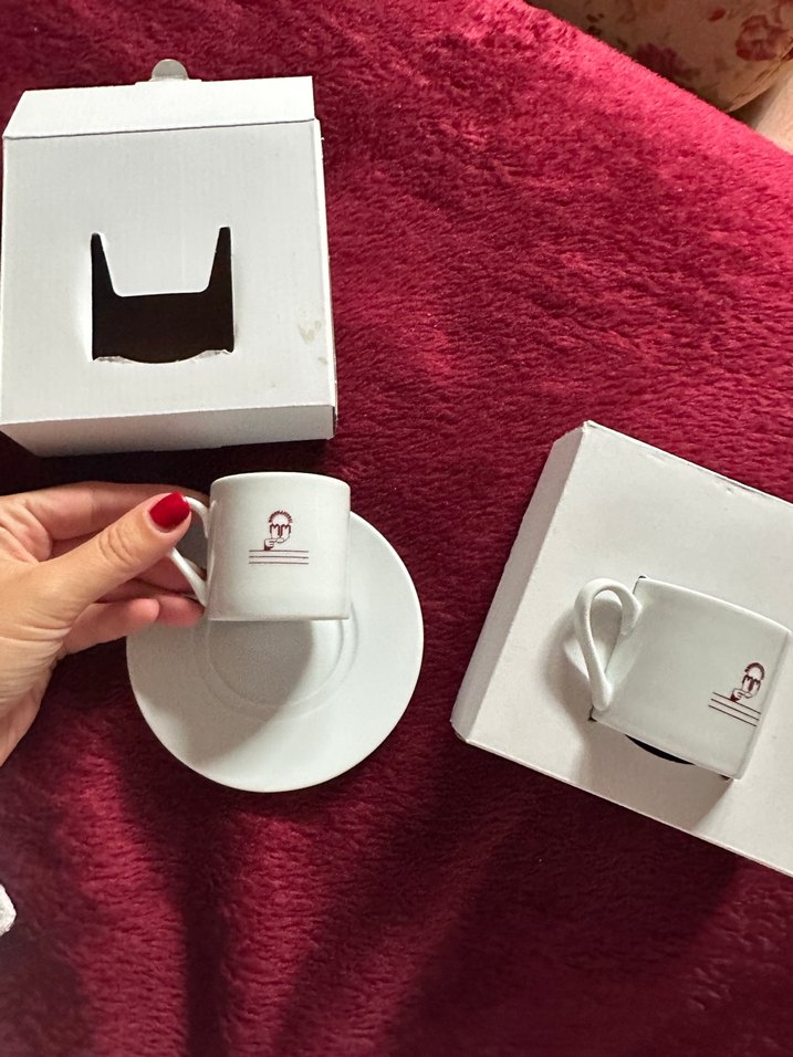 Kütahya porselen Beyaz Fincan ve Tabak Seti - Görsel 4