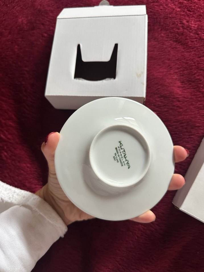 Kütahya porselen Beyaz Fincan ve Tabak Seti - Görsel 5