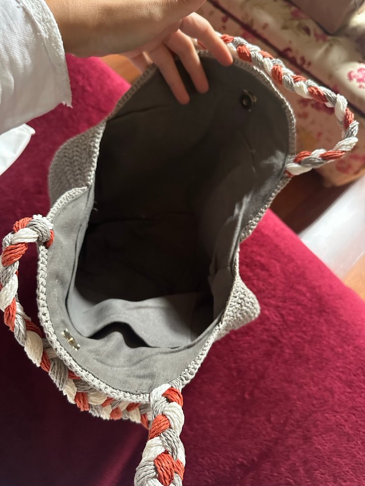 Gri Örgü Bohem Kadın Çanta - Görsel 2
