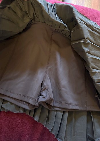 Alo marka Bej Pliseli Midi Kadın pileli spor Etek - Görsel 8