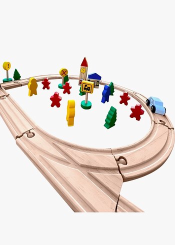 Beden Renk Renkli Ahşap Tren Seti