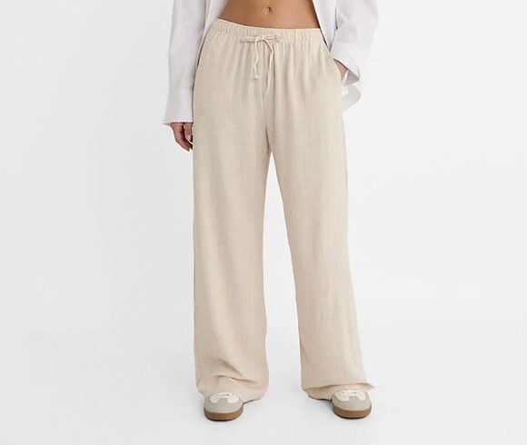 Stradivarius Stradivarius Bej Keten Pantolon