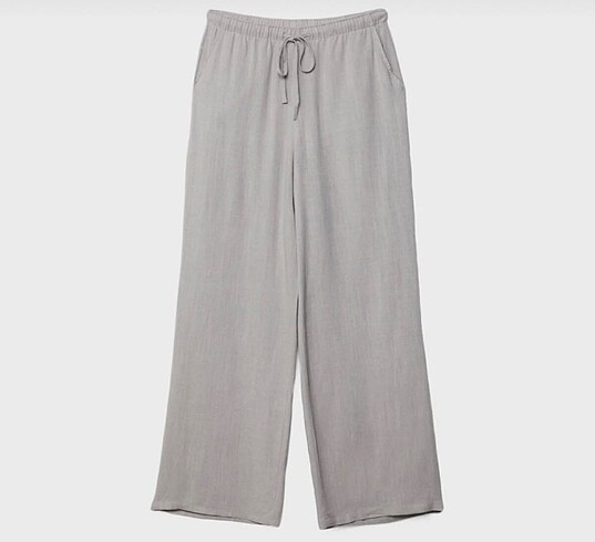 xs Beden gri Renk Stradivarius Gri Keten Pantolon