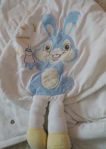 Nakışlı Beyaz Bebek Battaniyesi Kapüşonlu - Görsel 2