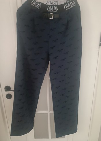 Prada Milano Lacivert Monogram Pantolon