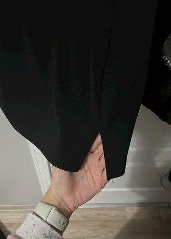 Kadın Siyah Uzun Kollu Mini Elbise - Görsel 2