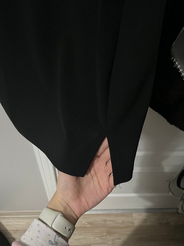 Kadın Siyah Uzun Kollu Mini Elbise - Görsel 2