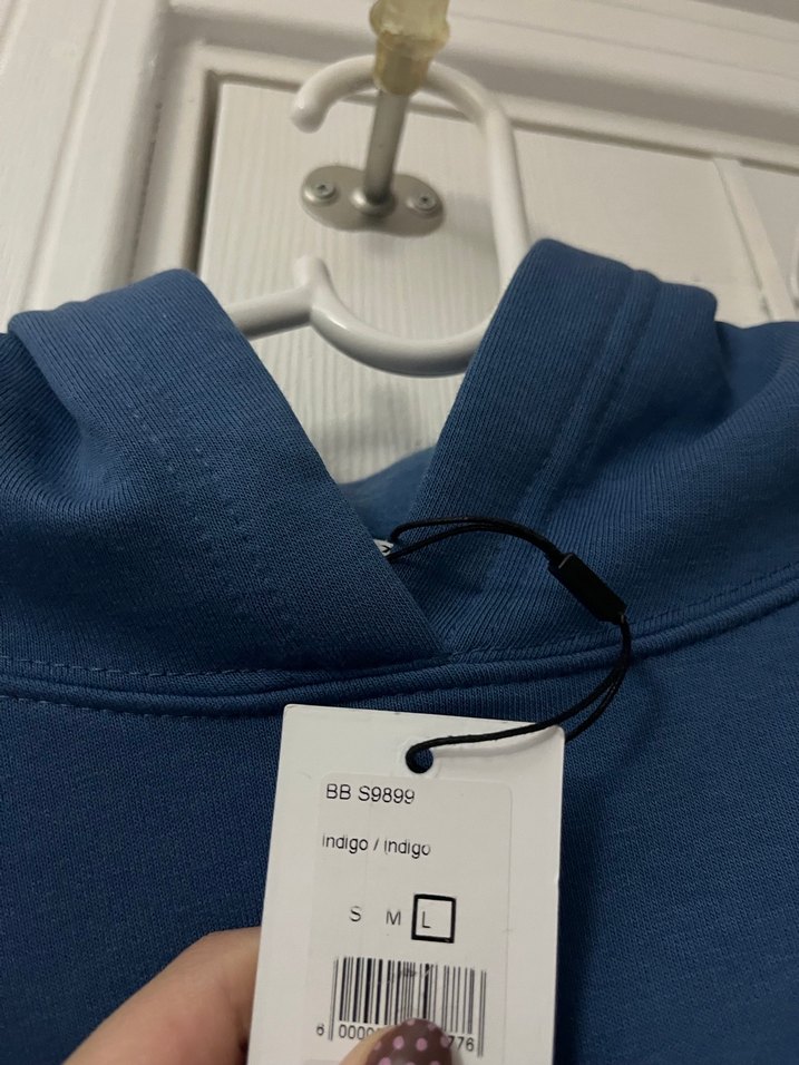 Kadın Mavi Kapüşonlu Salaş Sweatshirt - Görsel 2