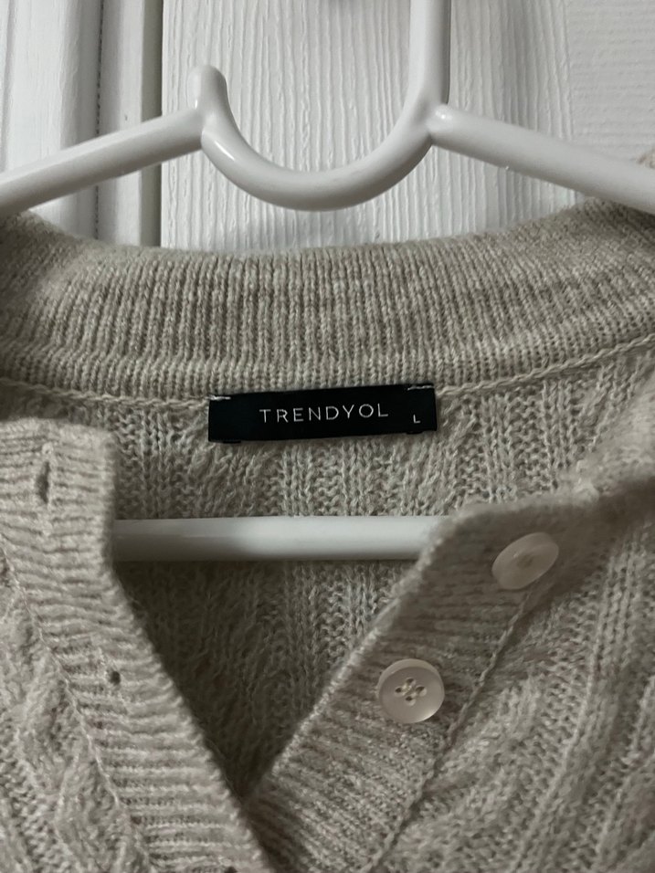 Krem Örgü Kadın Triko Kazak - Görsel 2