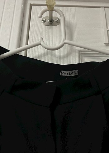 Düğmeli Siyah Mini Kumaş Palazzo Kadın Pantolon - Görsel 4