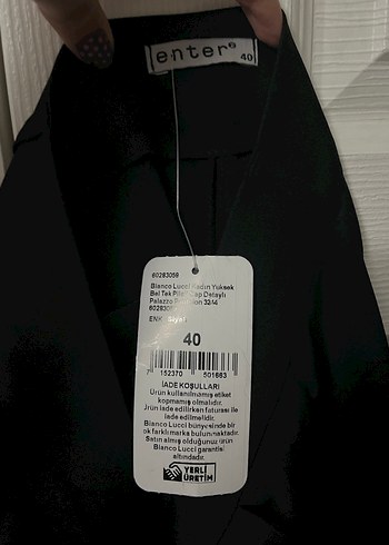 Düğmeli Siyah Mini Kumaş Palazzo Kadın Pantolon - Görsel 2