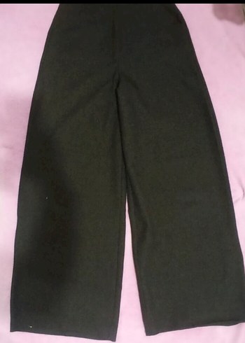 Düğmeli haki Kadın Yün Kumaş Pantolon - Görsel 2