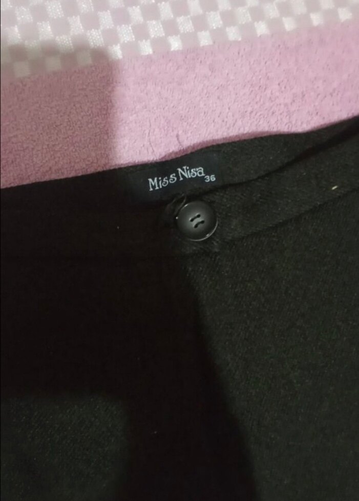 Düğmeli haki Kadın Yün Kumaş Pantolon - Görsel 4