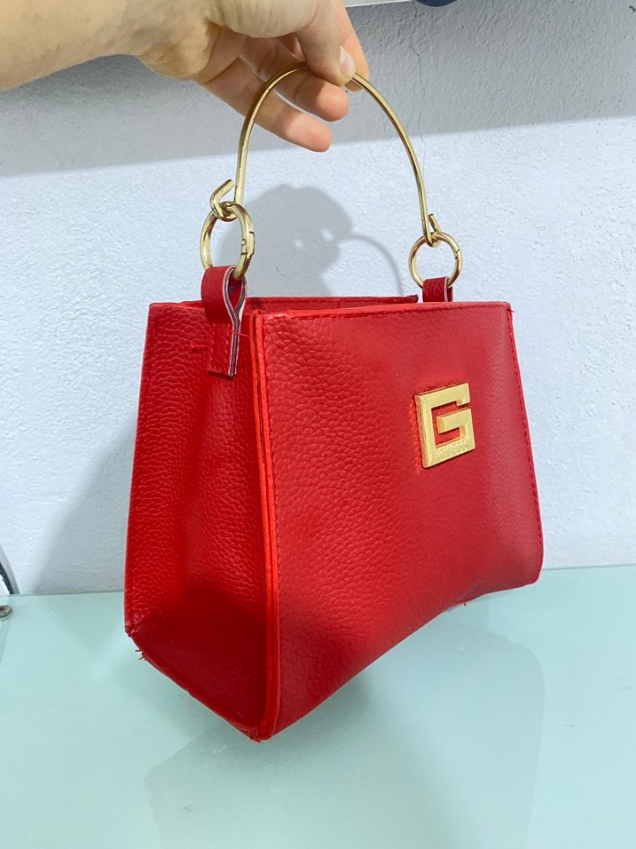 Klasik Zarafet Kırmızı Deri El Çantası - Görsel 3