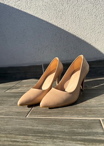 39 Beden Bej Minimalist Stiletto Topuklu Kadın Ayakkabı