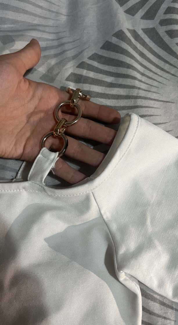 Düğmeli Beyaz Kadın Bluz, Uzun Kollu, Kayık Yaka - Görsel 5