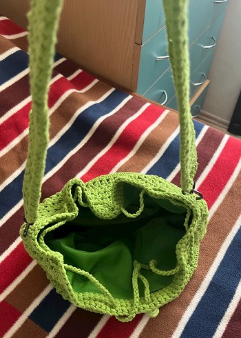Örgü Yeşil Kadın Çanta el örmesi kaliteli - Görsel 5