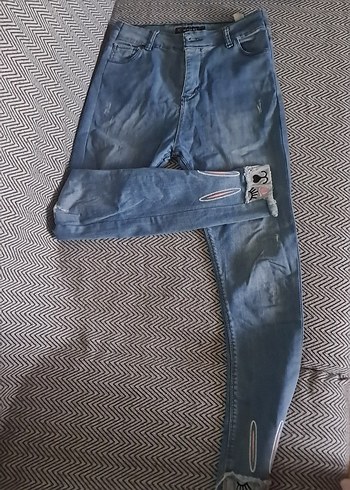 Kadın Mavi Bol Kesim Kot Pantolon