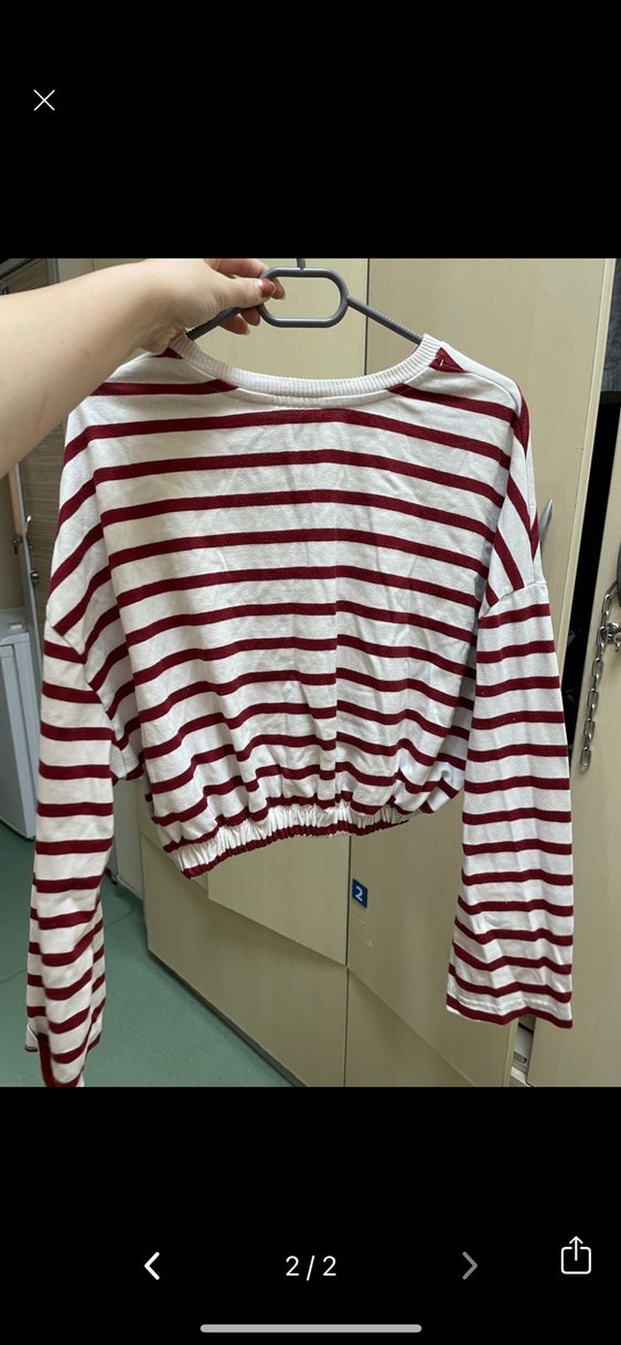 Kadın Kırmızı Çizgili Uzun Kollu Triko Kazak - Görsel 2
