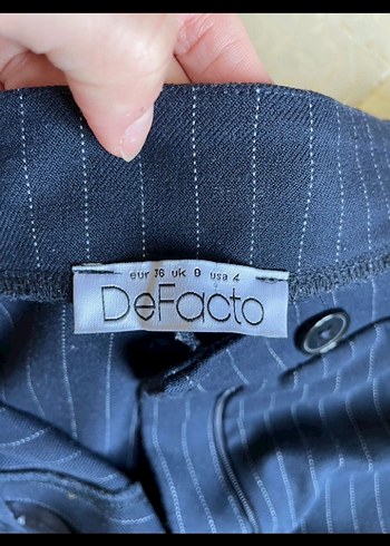 Lacivert Çizgili Kadın Kumaş Pantolon - Görsel 2