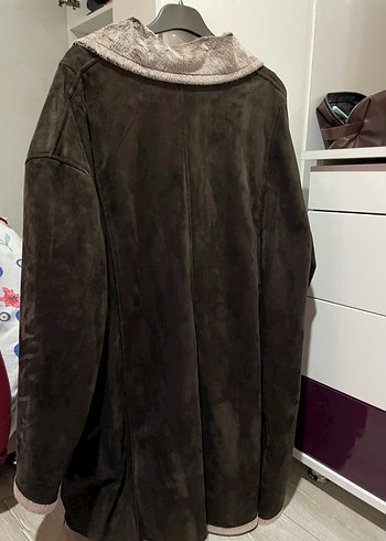 Kahverengi Kadın Süet Kürklü Uzun Kaban - Görsel 4