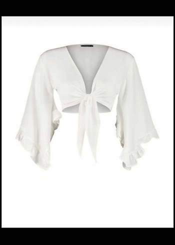 Bohem Beyaz Bağlamalı Mini Plaj Üstü - Görsel 2