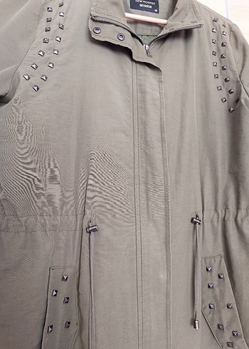 Düğmeli Uzun Kadın Ceket, Salaş Kesim, Nakış Detaylı - Görsel 2