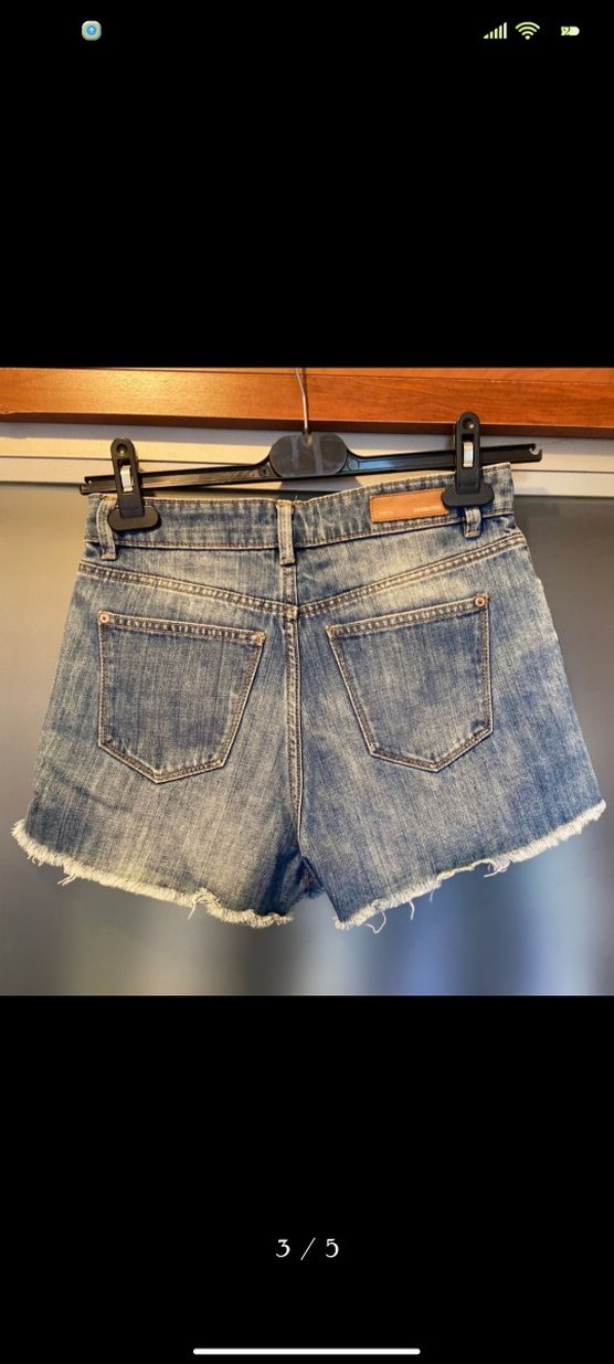 Kadın Gri Mavi Bağcıklı Salaş Denim Şort - Görsel 3