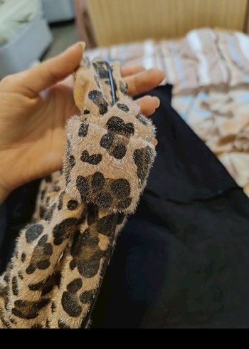 Kahverengi Leopar Desenli Süet Kadın Çanta - Görsel 2