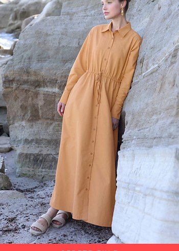 Camel Renkli Uzun Salaş Elbise