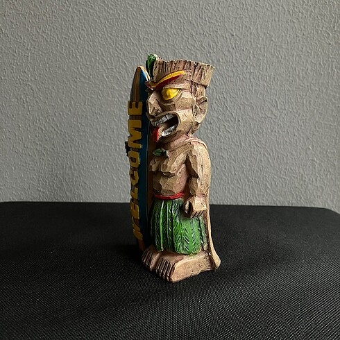 Beden lacivert Renk Tiki Karşılama Totem Heykel 14cm