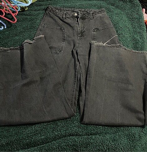 38 Beden Trendyol milla wide leg siyah kot pantalon