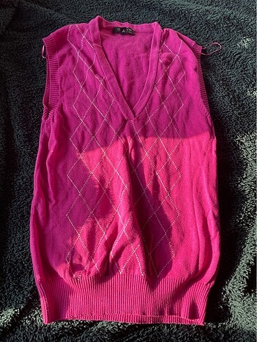Vintage Pembe baklava desenli süveter