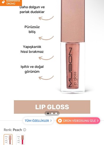 MUSSON Lip Gloss Peach Rengi Parlaklık