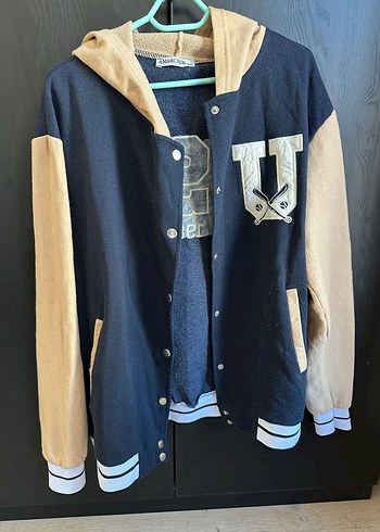Kadın Lacivert Bej Düğmeli Sweatshirt Ceket