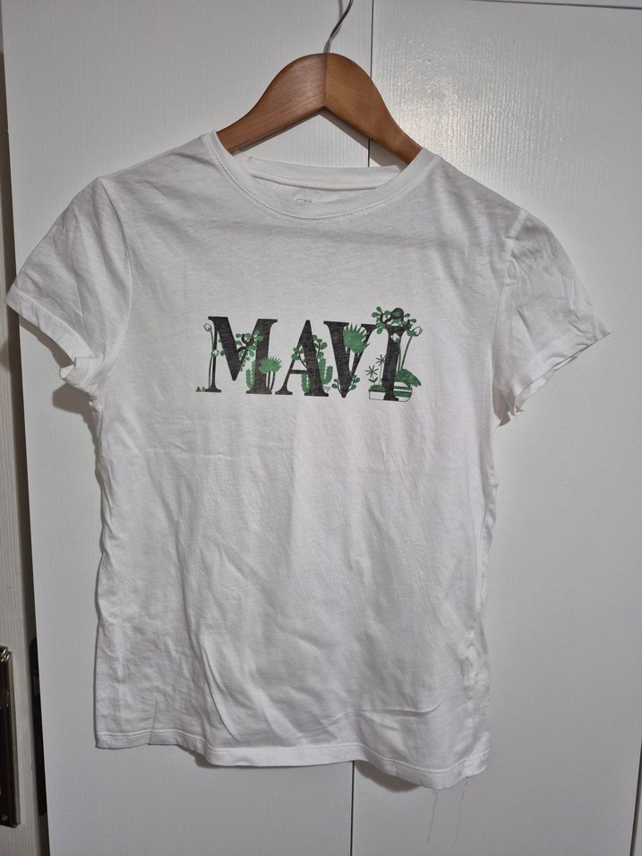 Kırmızı Baskılı Kadın Tişörtü, Kısa Kollu, - Görsel 2