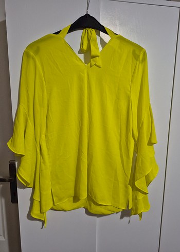 Sarı V Yakalı Salaş Bluz - Görsel 3