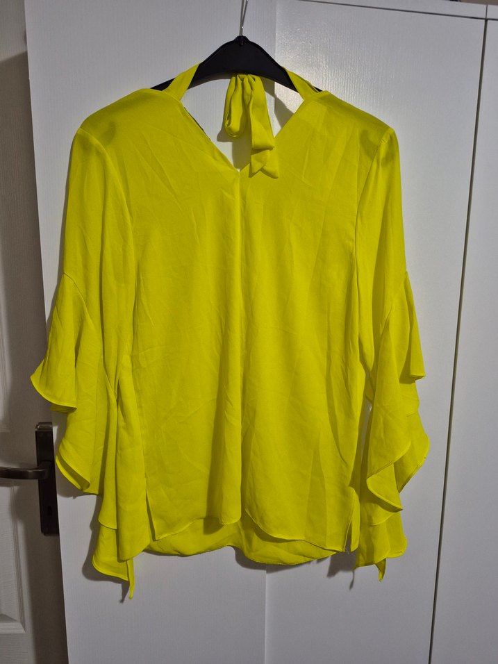 Sarı V Yakalı Salaş Bluz - Görsel 3