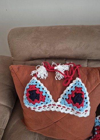 Renkli Nakışlı Örgü Kız Panço - Görsel 2