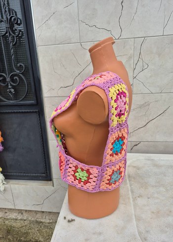 Renkli Örgü Bohem Kadın Yelek - Görsel 3