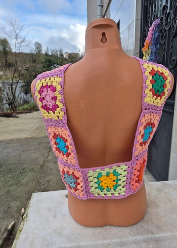 Renkli Örgü Bohem Kadın Yelek - Görsel 2