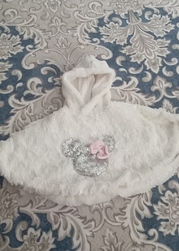 Kız Çocuk Kapüşonlu Beyaz Poncho - Görsel 2